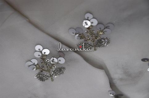 Sequin work, Zari work Embroidery On Dyeable Georgette Fabric Dno25573RFD